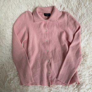 Peter Elliot pink 100% pure cashmere button up sweater Size Large No flaws